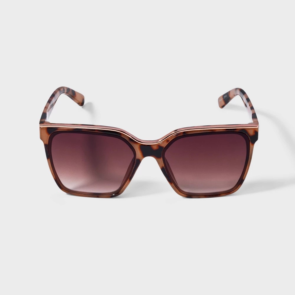 Women's Plastic Square Tortoise Shell Sunglasses - a New Day Assorted Beiges - Bellso